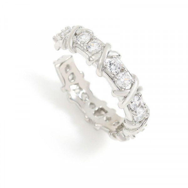 Кольцо-дорожка с крестообразными элементами и камнями CJG26553