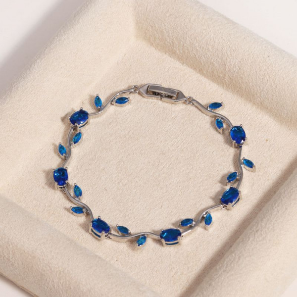 Золотистый браслет с цветами и розовыми кристаллами CJR61324