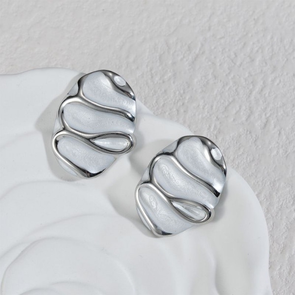 Серьги-пусеты Овалы с рельефной эмалью CJN47898