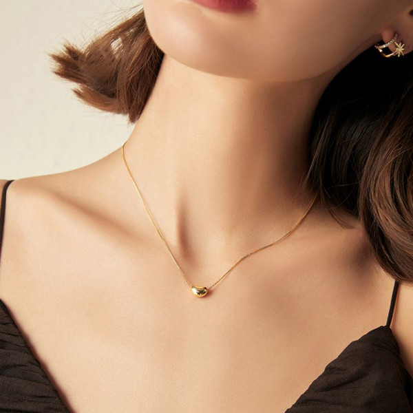 Золотистая Цепочка с кулоном в форме объемного сердца 1J12395CJJ