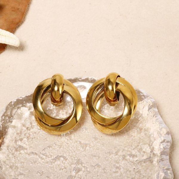 Серьги Висячие двойные кольца узлы CJL48920