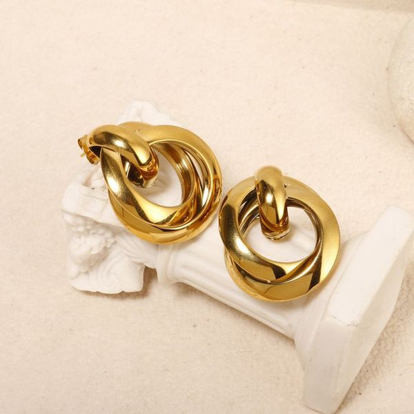 Серьги Висячие двойные кольца узлы CJL48920