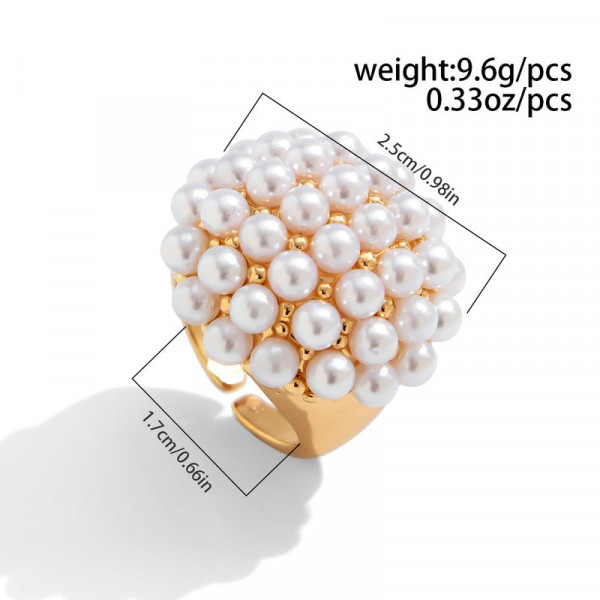 Объемное кольцо с россыпью жемчужных бусин 1J12195CJJ