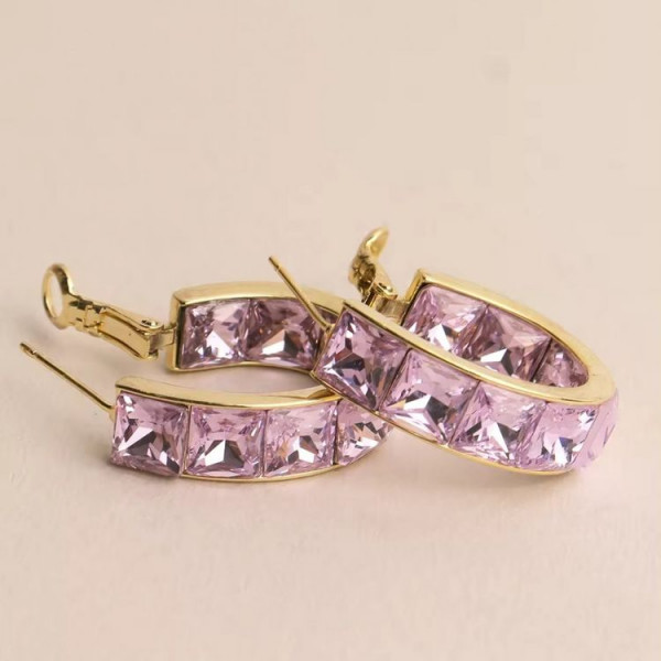 Серьги-кольца с цветными кристаллами J10488CJJ