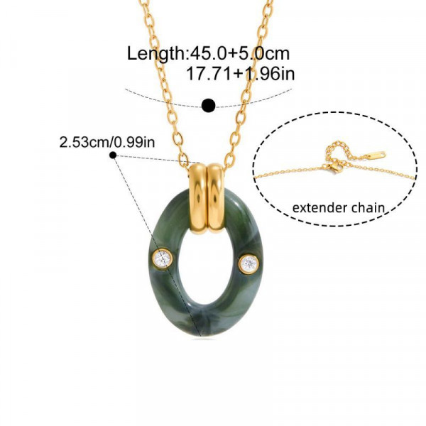 Цепочка с подвеской в форме кольца из акрилового камня CJT23162