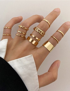 Набор колец в стиле бохо с цепями и текстурой L12945