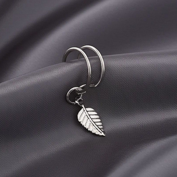 Серебристый кафф с подвеской-листом 2D67317MCK