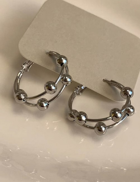 Двойные серебристые конго с шариками Z56827