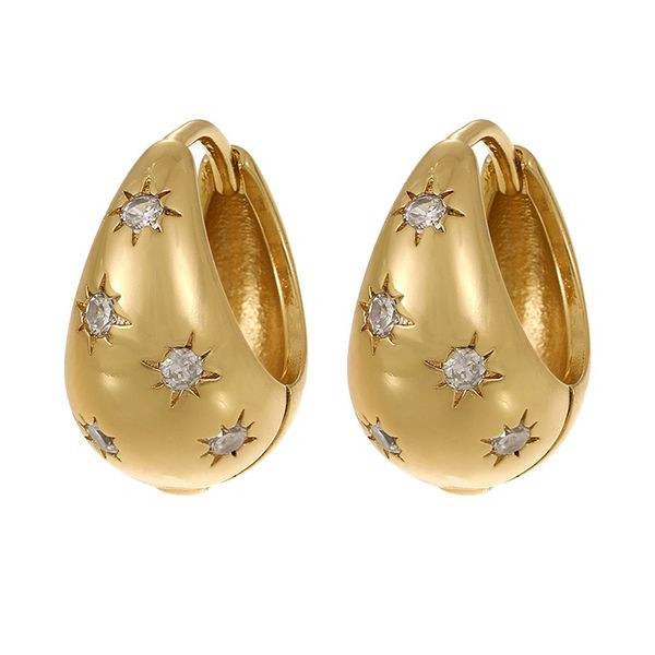 Объемные серьги-капли с гравировкой «звезды» CJL53922