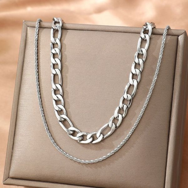 Серебристая цепочка двойного плетения CJL77520