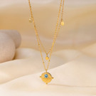 Стальное колье с треугольной подвеской и глазом CJH15702