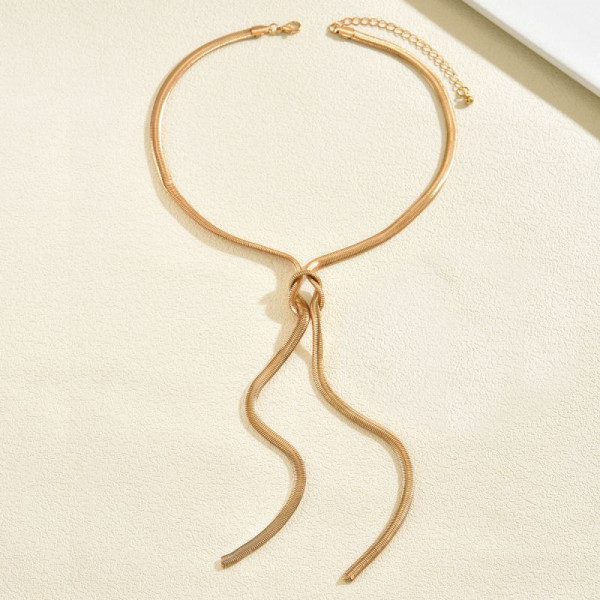 Колье-галстук из плоских металлических цепей золотистого тона CJT17541