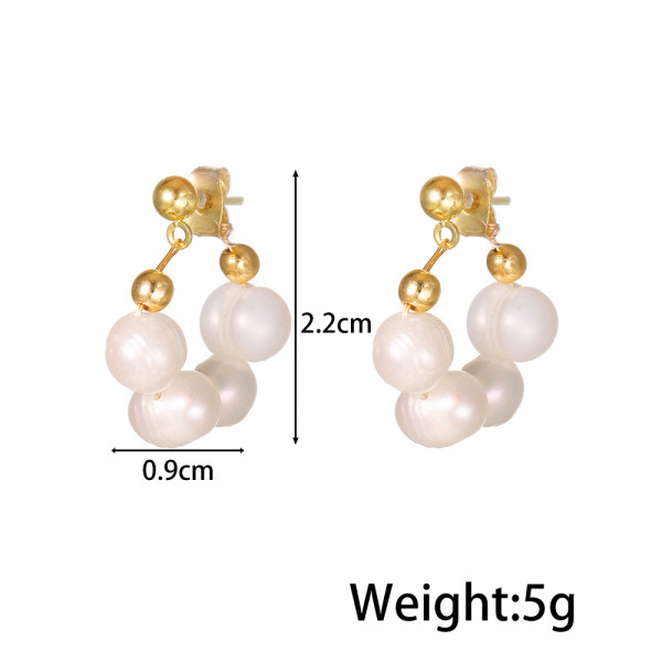 Изящные серьги-кольца с каскадом мелкого жемчуга Z59719