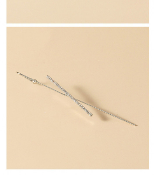 Серебристый длинный кафф-зажим из гладкого металла в виде вертикальной штанги V17175