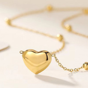 Цепочка стальная с напылением золотом кулон сердце J10158CJJ