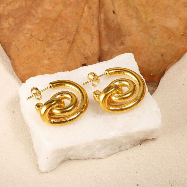 Серьги-пусеты Спирали объемные глянцевые CJL48973