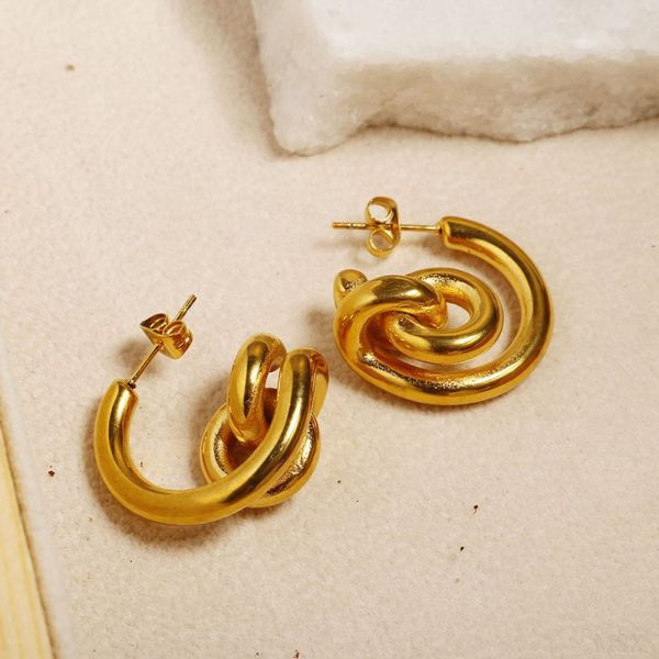 Серьги-пусеты Спирали объемные глянцевые CJL48973