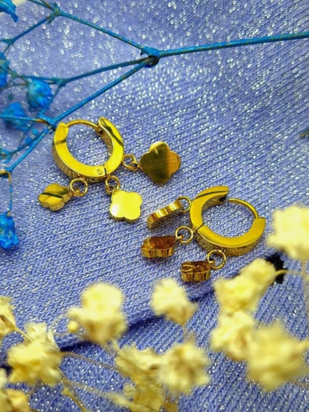 Серьги-кольца конго с разноцветными квадратными подвесками J10255CJJ