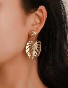 Массивные серьги в форме тропических листьев U85269