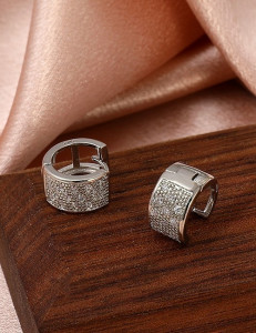 Широкие серьги-конго с кристальным паве S31840