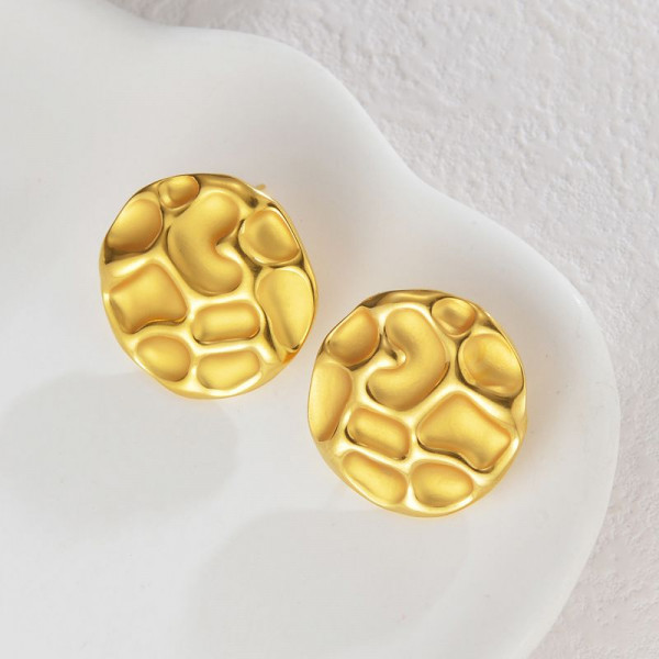 Серьги-пусеты Диски абстрактные рельефные CJL82110