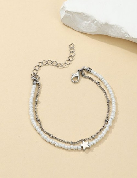 Браслет на ногу двухрядный со звездой Z52040