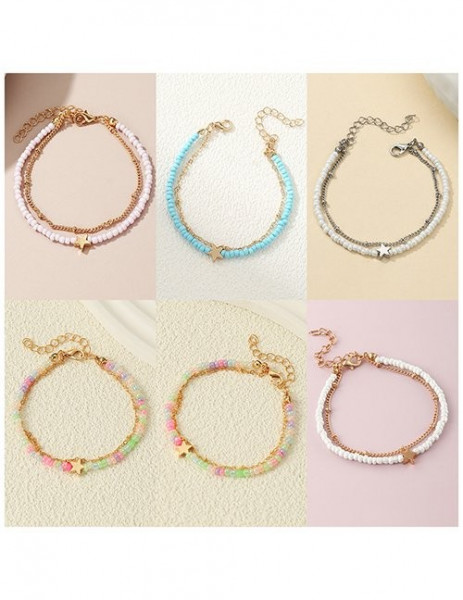 Браслет на ногу двухрядный со звездой Z52040