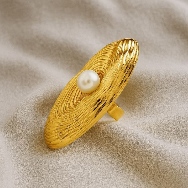 Массивное кольцо в форме раковины с жемчужиной 1J12199CJJ