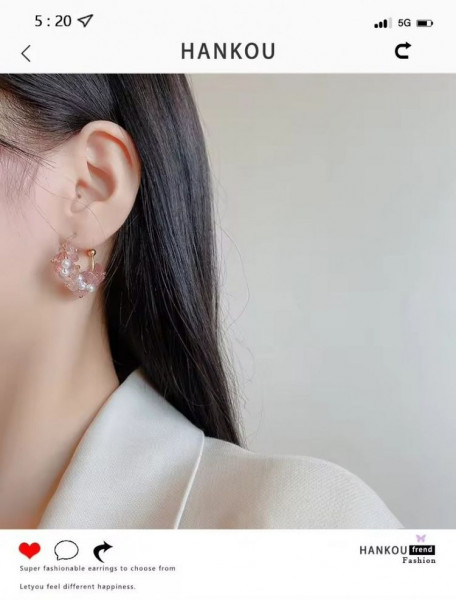 Золотистые серьги-полукольца с розовыми фианитами 1J10452CJJ