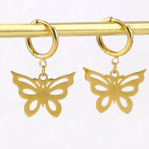 Золотистые серьги-кольца Бабочки CJH82300