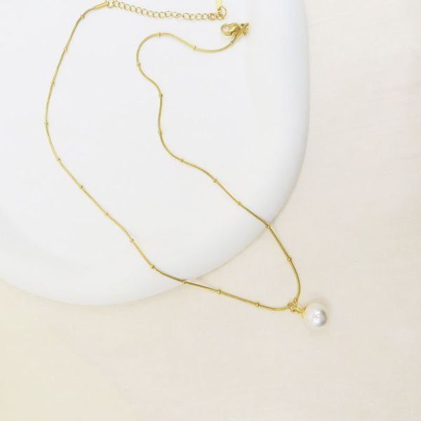 Двойная золотистая цепочка с миниатюрным жемчугом CJL35806