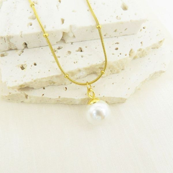 Двойная золотистая цепочка с миниатюрным жемчугом CJL35806