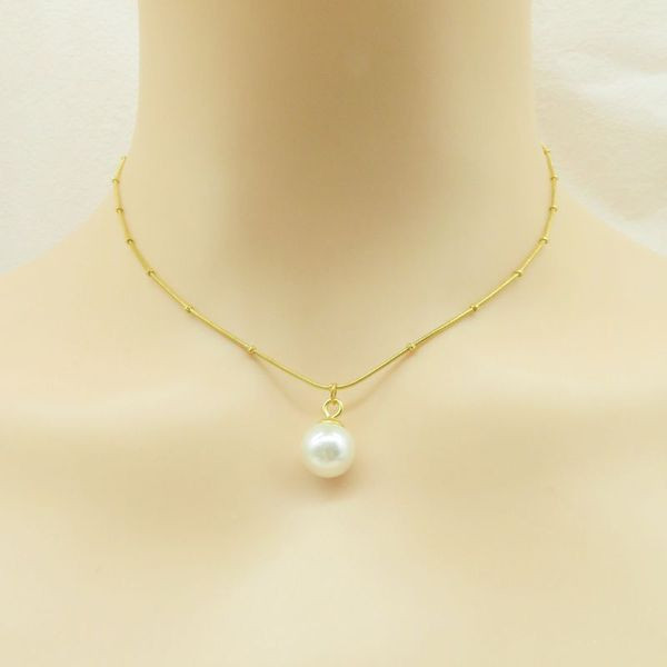 Двойная золотистая цепочка с миниатюрным жемчугом CJL35806