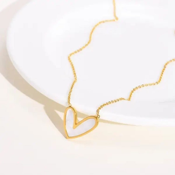 Цепочка стальная с напылением золотом кулон сердце J10162CJJ