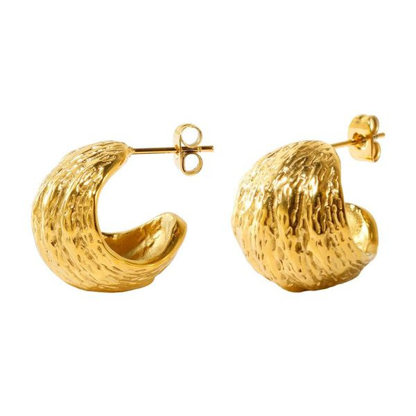 Серьги-кольца разомкнутые фактурные широкие CJL48974