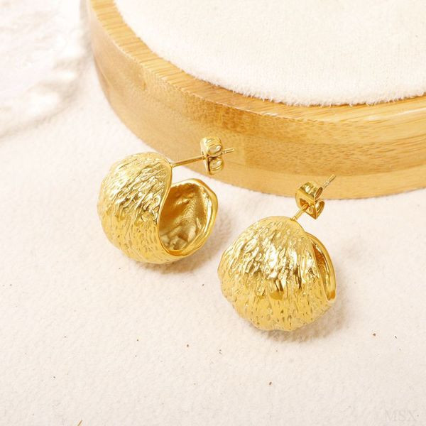 Серьги-кольца разомкнутые фактурные широкие CJL48974