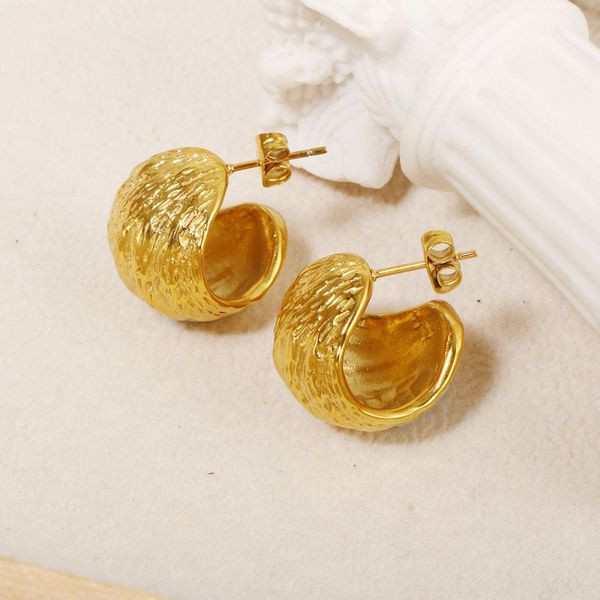 Серьги-кольца разомкнутые фактурные широкие CJL48974