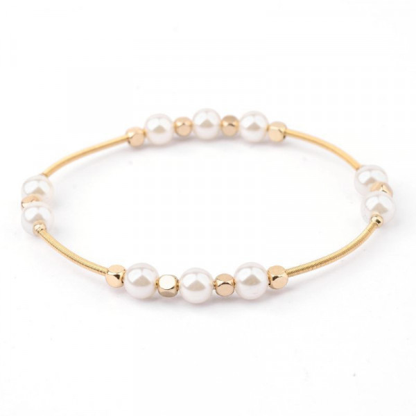 Браслет из жемчуга с золотистыми звеньями CJH60440