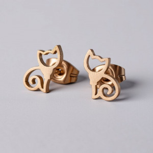 Серьги стальные кошки J11360CJJ
