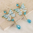 Нарядные серьги в форме бабочек с голубыми кристаллами CJL17008