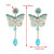 Нарядные серьги в форме бабочек с голубыми кристаллами CJL17008