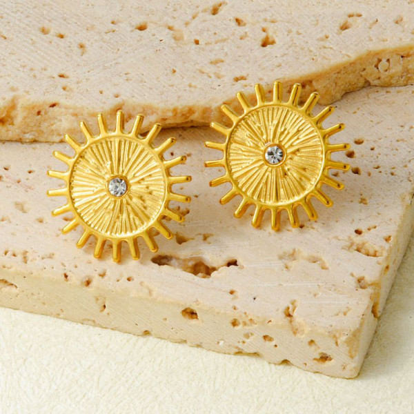 Серьги-пусеты Солнца фактурные CJR68001