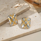 Серьги-пусеты Квадраты с золотистой сеткой CJN49621