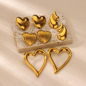 Серьги-пусеты Сердца фактурные CJN82498