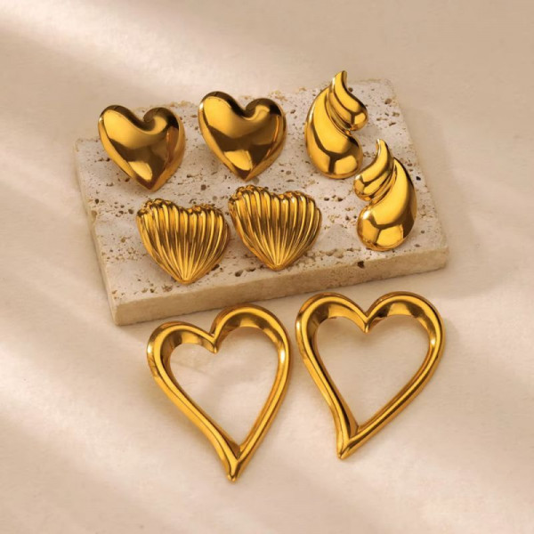 Серьги-пусеты Сердца фактурные CJN82498