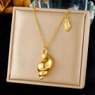 Золотистая цепочка с массивным кулоном-ракушкой CJP55856