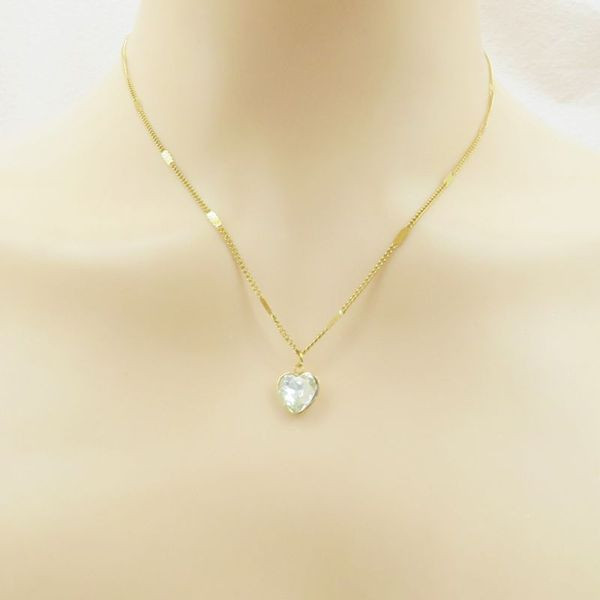 Тонкая плоская цепочка с подвеской в форме сердца из кристалла CJL36008