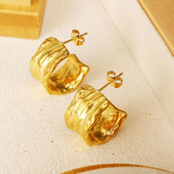 Серьги-кольца разомкнутые «Жатый металл» CJL48985