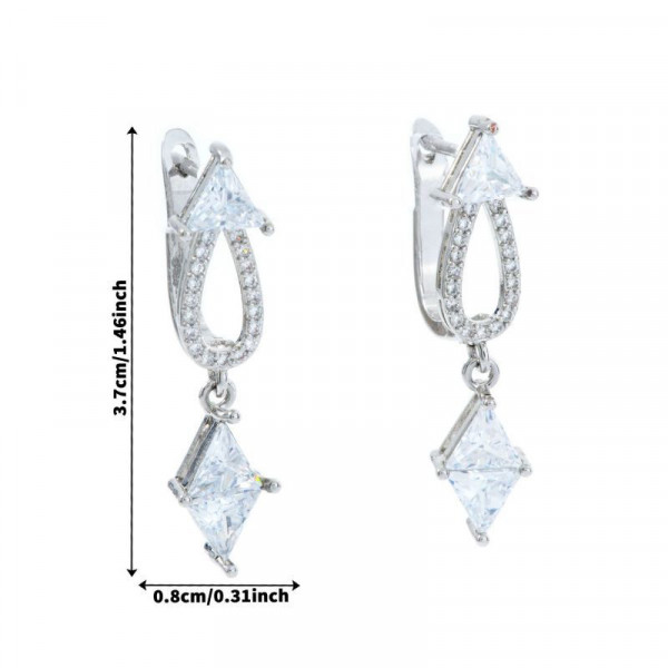 Серьги-капли с геометрическими кристаллами CJH97462