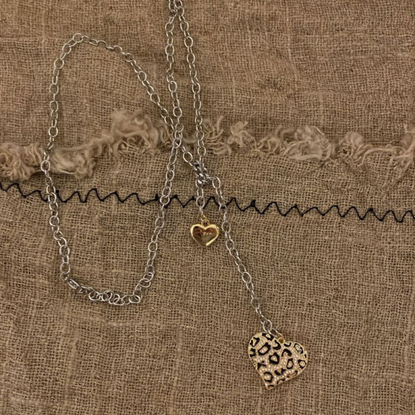 Серебристая цепочка с подвесками в виде сердца и шара CJL86696